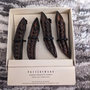 NEW Picnic Pottery Barn Peapod Placecard Set Heavy Rustic Cast Iron Baby Shower